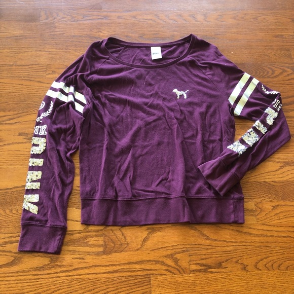 PINK Victoria's Secret Tops - PINK Burgundy Long Sleeve Tee